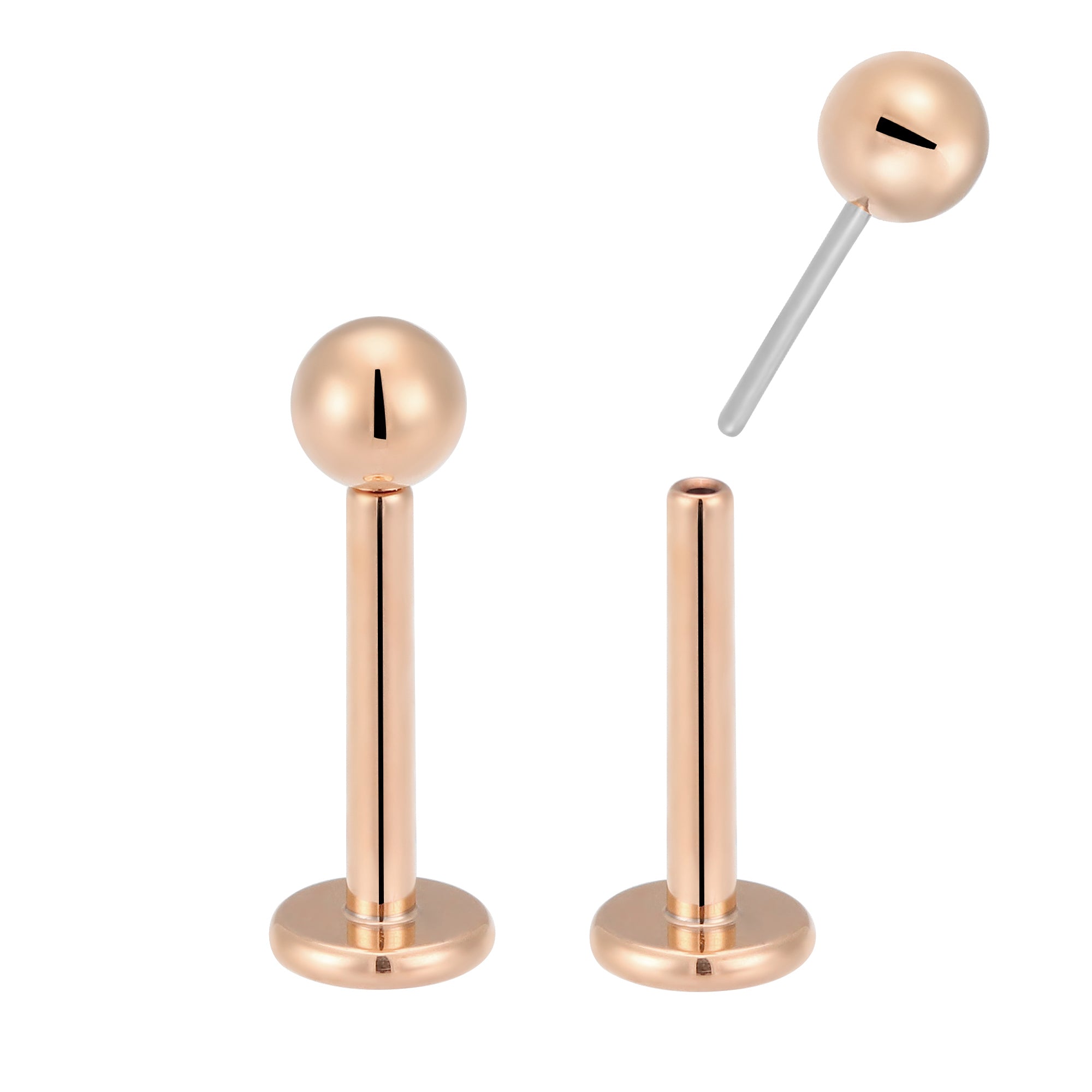 Threadless Ball Labret 2pc (Titanium - Rose)