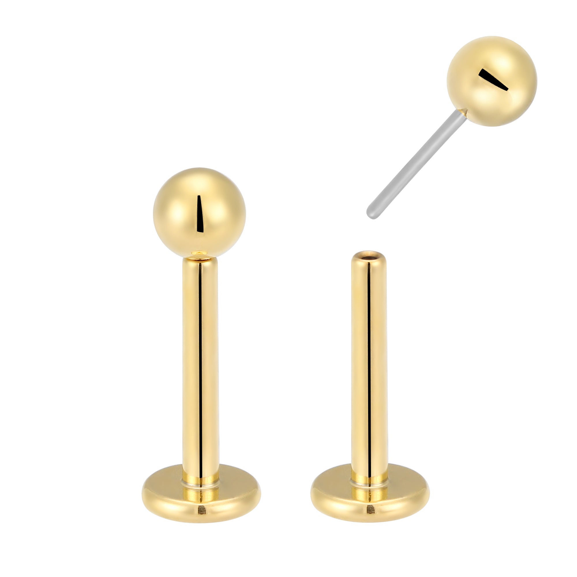 Threadless Ball Labret 2pc (Titanium - Yellow)