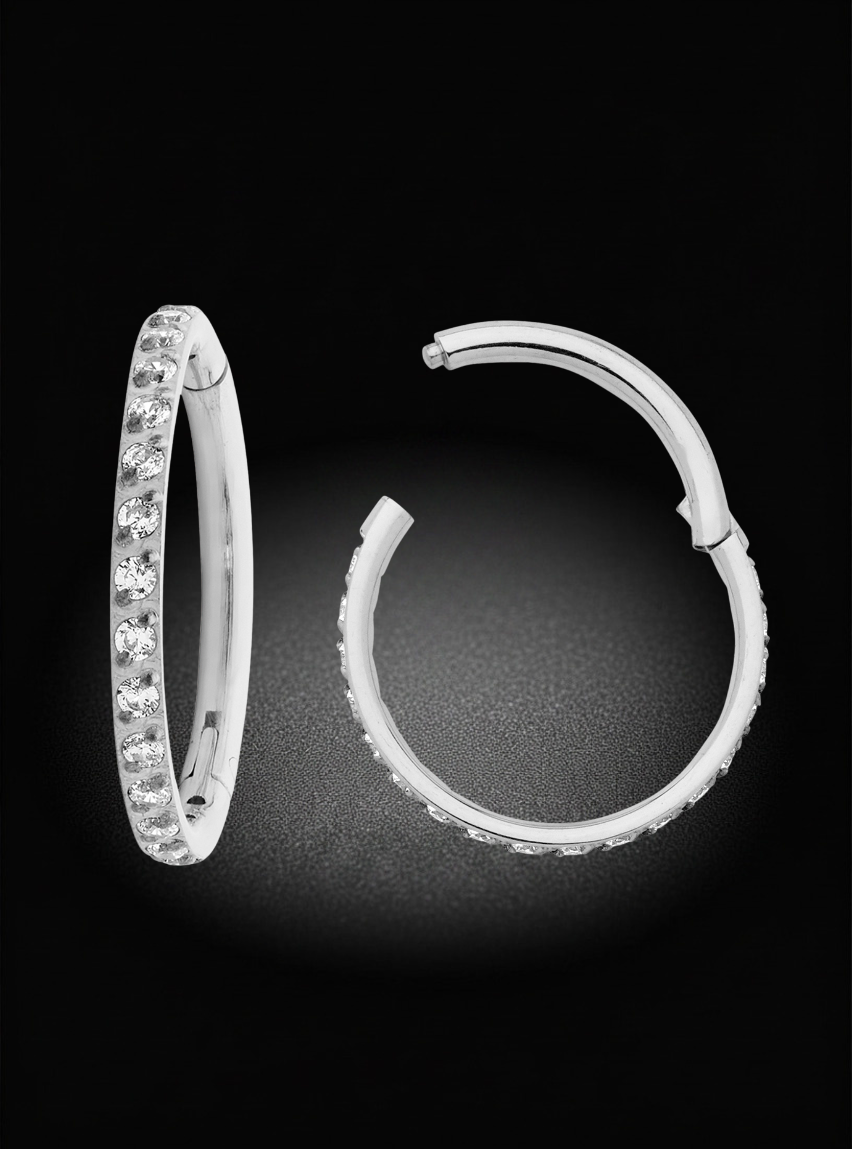 G23 Titanium Hinged Hoop Gem Segment Ring | 16G Body Jewellery | 2pc (Titanium - Plain)