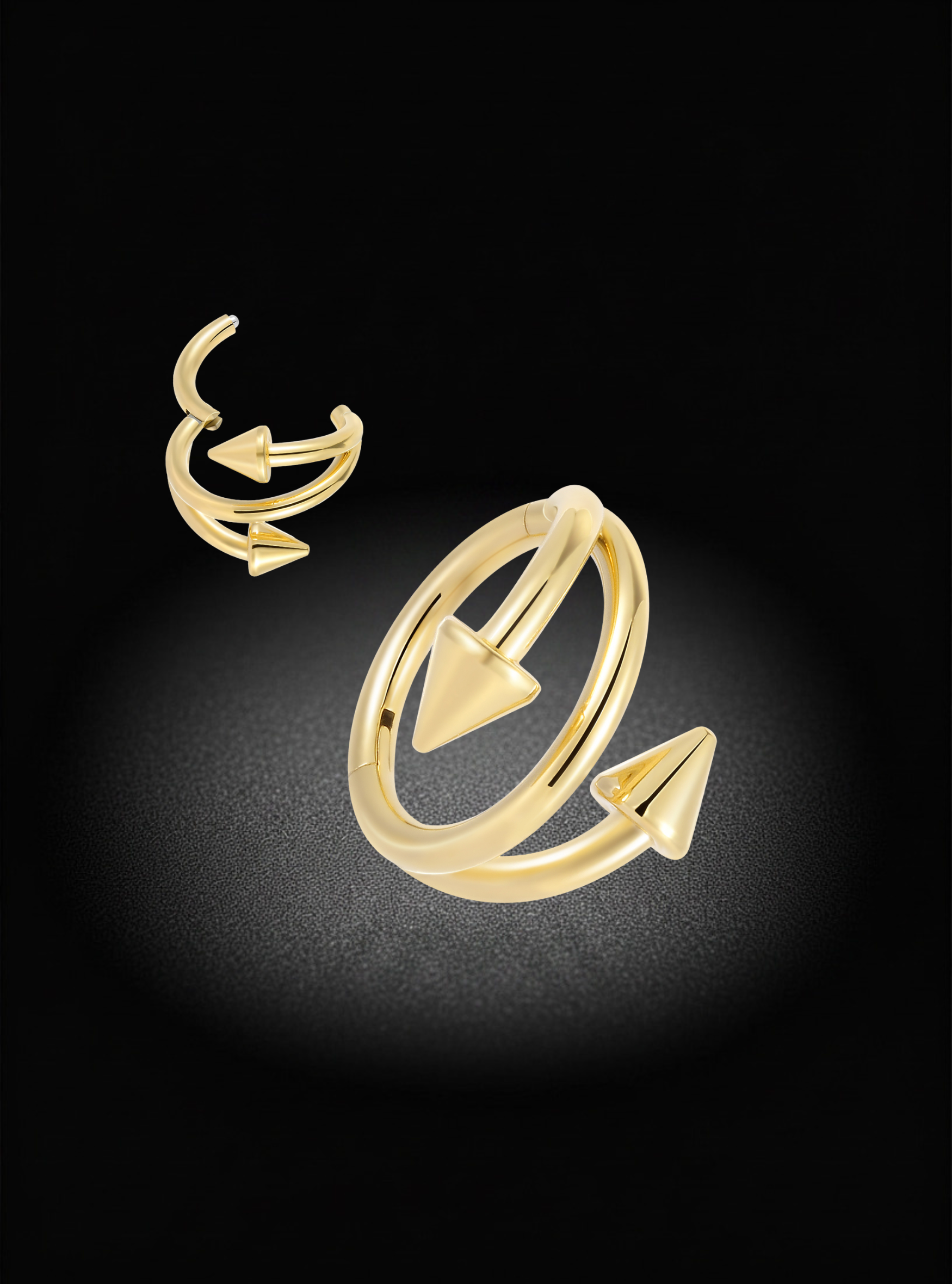 G23 Titanium Double Arrow Hinged Segment Ring | 16G Body Jewellery | 2pc (Titanium - Yellow)