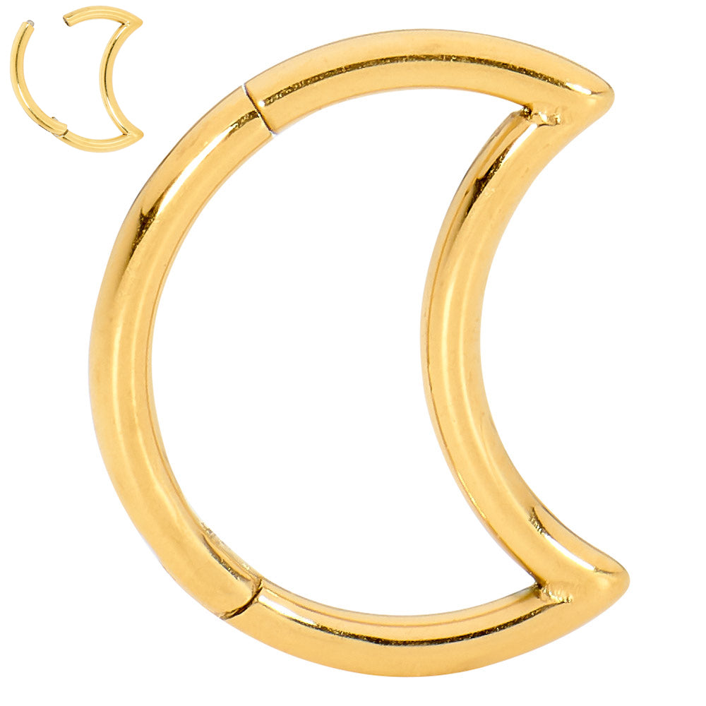G23 Titanium Moon Hinged Hoop Segment Ring | 16G Body Jewellery | 2pc (Titanium - Yellow)