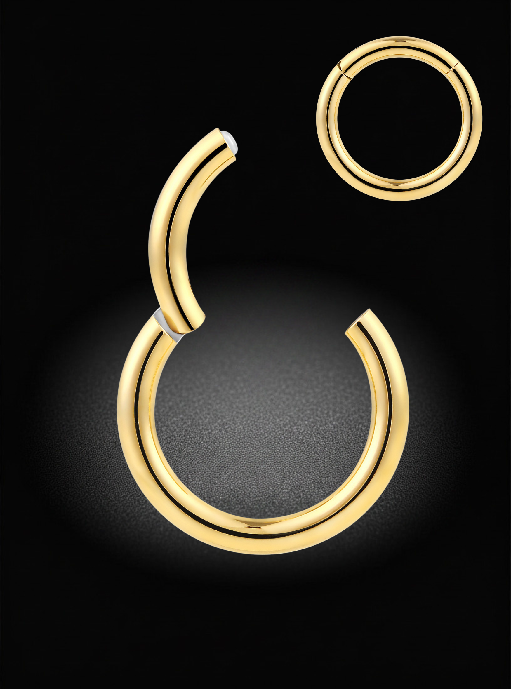 G23 Titanium Hinged Hoop Segment Ring Thick | 14G-6G Body Jewellery | 2pc (Titanium - Yellow)